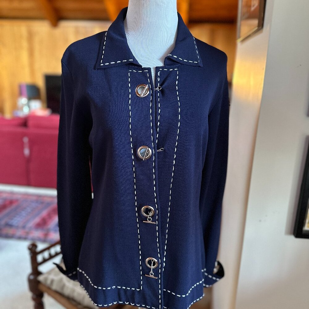MICHELLE NICOLE Vintage Style Navy Nautical Knit Toggle Jacket – M